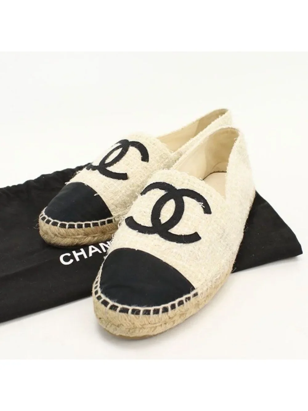 Chanel Espadrilles CC Logo Shoes Tweed